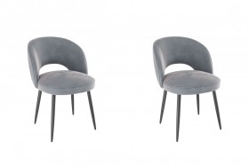 Набор стульев Моли 2 шт (серый велюр/черный) в Бородино - borodino.katalogmebeli.com | фото