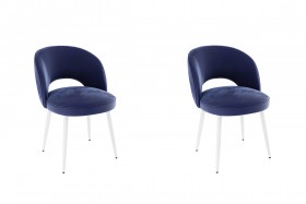 Набор стульев Моли 2 шт (синий велюр/белый) в Бородино - borodino.katalogmebeli.com | фото
