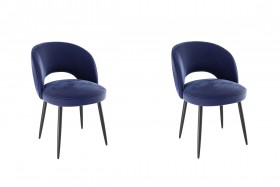 Набор стульев Моли 2 шт (синий велюр/черный) в Бородино - borodino.katalogmebeli.com | фото