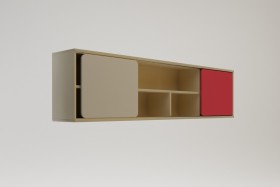 Полка между шкафами 1660 Бэрри (Бежевый/Красный/корпус Клен) в Бородино - borodino.katalogmebeli.com | фото