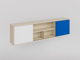 Полка между шкафами 1660 Скай (Синий/Белый/корпус Клен) в Бородино - borodino.katalogmebeli.com | фото 1