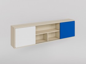 Полка между шкафами 1660 Скай люкс (Синий/Белый/корпус Клен) в Бородино - borodino.katalogmebeli.com | фото