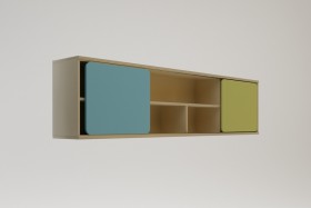 Полка между шкафами 1660 Смайли (Голубой/Зеленый/корпус Клен) в Бородино - borodino.katalogmebeli.com | фото