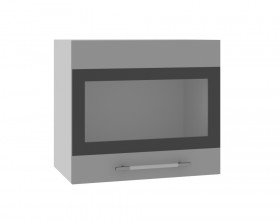 Ройс ВПГСФ 500 Шкаф верхний горизонтальный со стеклом с фотопечатью высокий (Белый софт/корпус Серый) в Бородино - borodino.katalogmebeli.com | фото