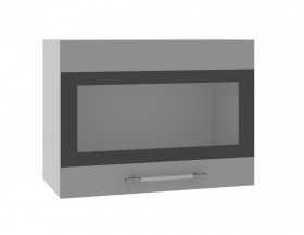 Ройс ВПГСФ 600 Шкаф верхний горизонтальный со стеклом с фотопечатью высокий (Белый софт/корпус Серый) в Бородино - borodino.katalogmebeli.com | фото