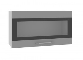 Ройс ВПГСФ 800 Шкаф верхний горизонтальный со стеклом с фотопечатью высокий (Белый софт/корпус Серый) в Бородино - borodino.katalogmebeli.com | фото