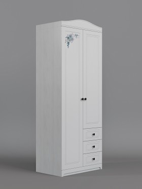 Шкаф 2-х створчатый с ящиками Бэлла (Выбеленное дерево/Белый) в Бородино - borodino.katalogmebeli.com | фото 1
