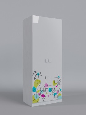 Шкаф 2-х створчатый с ящиками Флёр (Белый/корпус Выбеленное дерево) в Бородино - borodino.katalogmebeli.com | фото