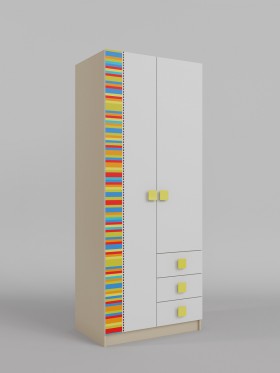 Шкаф 2-х створчатый с ящиками Клаксон без машинок (Белый/корпус Клен) в Бородино - borodino.katalogmebeli.com | фото