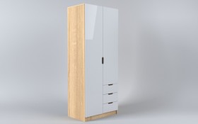 Шкаф 2-х створчатый с ящиками Лофт (Белый/корпус Дуб Сонома) в Бородино - borodino.katalogmebeli.com | фото