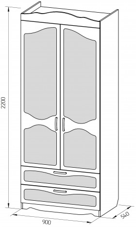Шкаф 2-х створчатый с ящиками серии Иллюзия 31 Светло-сиреневый в Бородино - borodino.katalogmebeli.com | фото 2