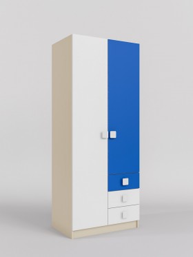 Шкаф 2-х створчатый с ящиками Скай (Синий/Белый/корпус Клен) в Бородино - borodino.katalogmebeli.com | фото