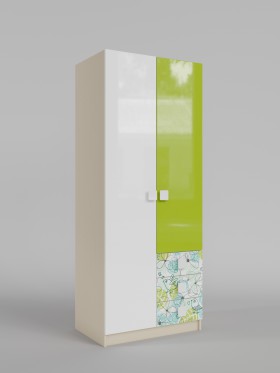 Шкаф 2-х створчатый с ящиками Твит (Белый/Зеленый/корпус Клен) в Бородино - borodino.katalogmebeli.com | фото 1