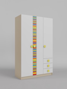 Шкаф 3-х створчатый с ящиками Клаксон без машинок (Белый/корпус Клен) в Бородино - borodino.katalogmebeli.com | фото