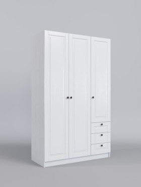 Шкаф 3-х створчатый с ящиками Классика (Белый/корпус Выбеленное дерево) в Бородино - borodino.katalogmebeli.com | фото