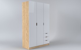 Шкаф 3-х створчатый с ящиками Лофт (Белый/корпус Дуб Сонома) в Бородино - borodino.katalogmebeli.com | фото