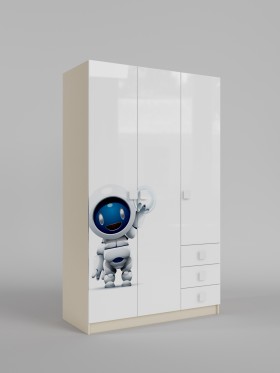 Шкаф 3-х створчатый с ящиками Санни (Белый/корпус Клен) в Бородино - borodino.katalogmebeli.com | фото
