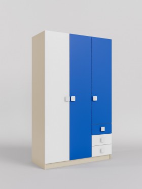Шкаф 3-х створчатый с ящиками Скай (Синий/Белый/корпус Клен) в Бородино - borodino.katalogmebeli.com | фото 1