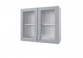 Шкаф 80 с 2-мя витринами Принцесса (Серый/корпус Белый) в Бородино - borodino.katalogmebeli.com | фото