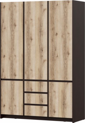 Модульная система "Прага" Шкаф для одежды трехстворчатый Дуб Венге/Дуб Делано в Бородино - borodino.katalogmebeli.com | фото