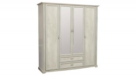 Шкаф для одежды "Сохо" (бетон пайн белый/2 ящика/зеркало) в Бородино - borodino.katalogmebeli.com | фото