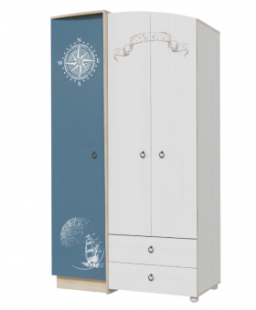 Шкаф для одежды Бриз 1200 Дуб ривьера/ Рамух белый/синий в Бородино - borodino.katalogmebeli.com | фото 1
