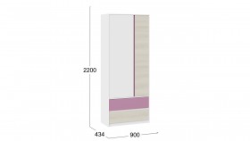 Шкаф для одежды комбинированный «Сканди» Дуб Гарден/Белый/Лиловый в Бородино - borodino.katalogmebeli.com | фото 5