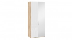 Шкаф для одежды с 1 глухой и 1 зеркальной дверями правый «Эмбер» Яблоня Беллуно/Белый глянец в Бородино - borodino.katalogmebeli.com | фото