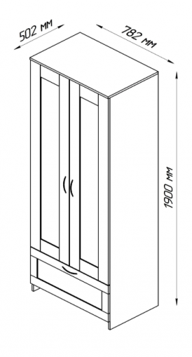 Шкаф двухдверный Сириус с 1 ящиком дуб сонома в Бородино - borodino.katalogmebeli.com | фото 2