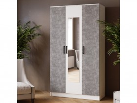 Шкаф комбинированный Ларс (1,2) с зеркалом белый/ателье светлое в Бородино - borodino.katalogmebeli.com | фото 3