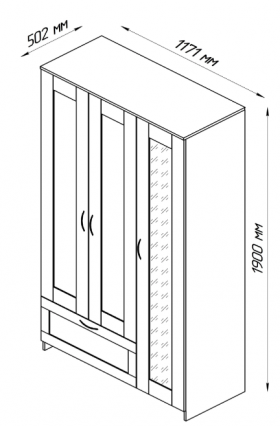 Шкаф трехдверный Сириус с зеркалом и 1 ящиком белый в Бородино - borodino.katalogmebeli.com | фото 2