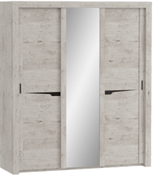 Шкаф трехдверный Соренто с раздвижными дверями Дуб бонифаций/Кофе структурный матовый в Бородино - borodino.katalogmebeli.com | фото 1