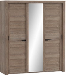 Шкаф трехдверный Соренто с раздвижными дверями Дуб стирлинг/Кофе структурный матовый в Бородино - borodino.katalogmebeli.com | фото 1