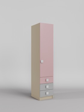 Шкаф угловой (секция с ящиками) Грэйси (Розовый/Серый/корпус Клен) в Бородино - borodino.katalogmebeli.com | фото 1