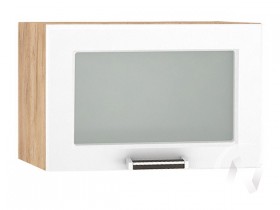 Шкаф верхний со стеклом Прага ШВГС 500 (Белое дерево/корпус дуб крафт золотой) в Бородино - borodino.katalogmebeli.com | фото