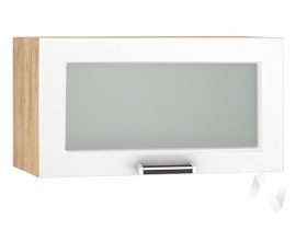 Шкаф верхний со стеклом Прага ШВГС 600 (Белое дерево/корпус дуб крафт золотой) в Бородино - borodino.katalogmebeli.com | фото