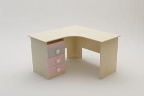 Стол угловой Грэйси (Розовый/Серый/корпус Клен) в Бородино - borodino.katalogmebeli.com | фото 2