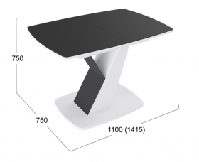 Стол обеденный «Гарда» Тип 1 (Белый/Стекло матовое черный графит) в Бородино - borodino.katalogmebeli.com | фото 3