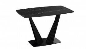 Стол раздвижной «Фабио» Тип 1 (Черный муар/Стекло черное) в Бородино - borodino.katalogmebeli.com | фото 5