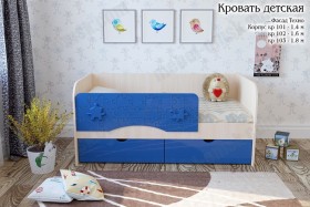 Техно Кровать детская 2 ящика 1.6 Синий глянец в Бородино - borodino.katalogmebeli.com | фото