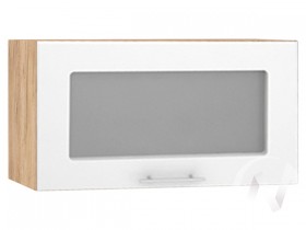 Шкаф со стеклом Валерия-М ШВГС-600 (Белый глянец/Дуб Крафт Золотой/верхний/горизонтальный) в Бородино - borodino.katalogmebeli.com | фото