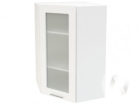 Угловой шкаф со стеклом Валерия-М ШВУС-599 (Белый глянец/Белый/верхний/высокий) в Бородино - borodino.katalogmebeli.com | фото