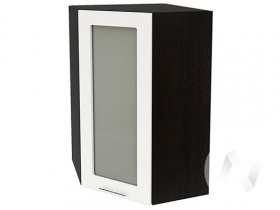 Угловой шкаф со стеклом Валерия-М ШВУС-599 (Белый глянец/Венге/верхний/высокий) в Бородино - borodino.katalogmebeli.com | фото